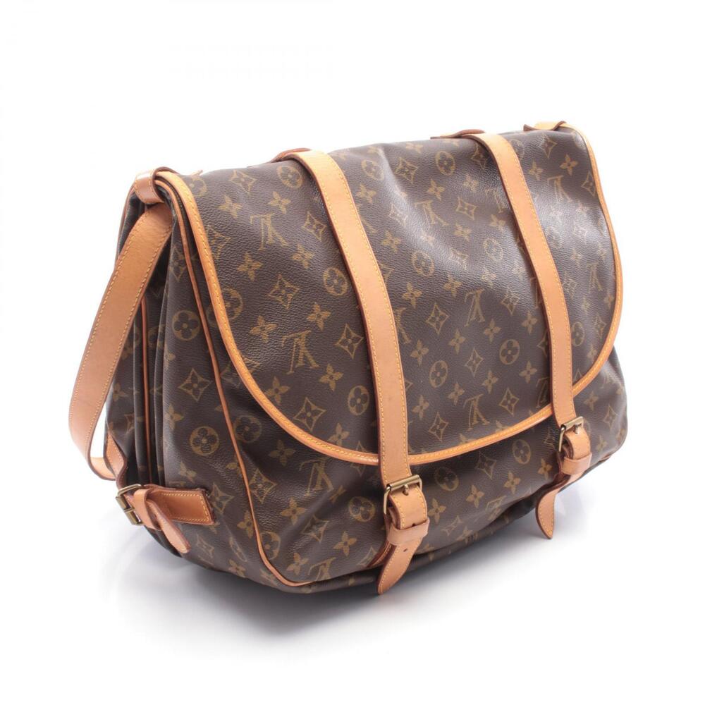 Louis Vuitton Brown Saumur Bag Canvas Shoulder Leather Monogram